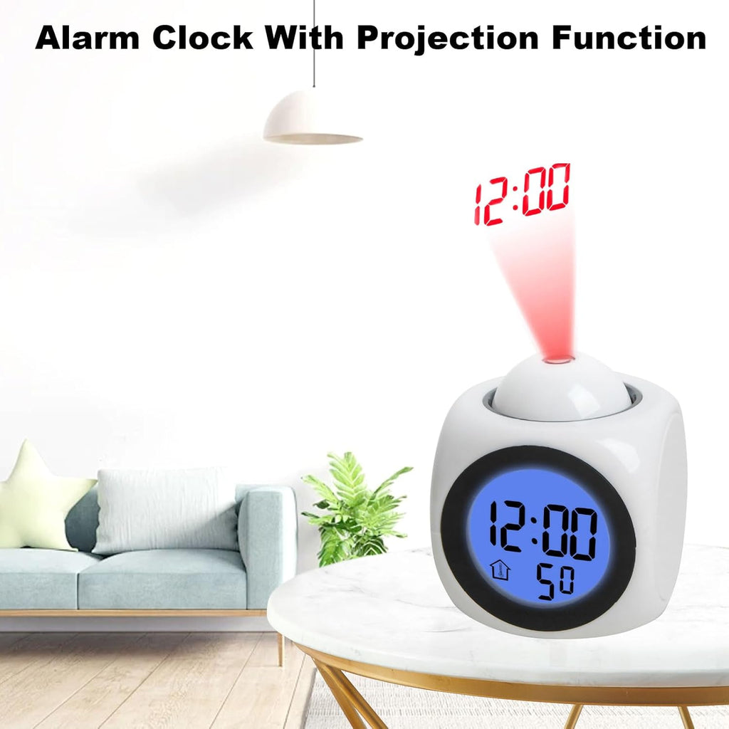 LED Projector Alarm Clock – Digital Display with Voice Report