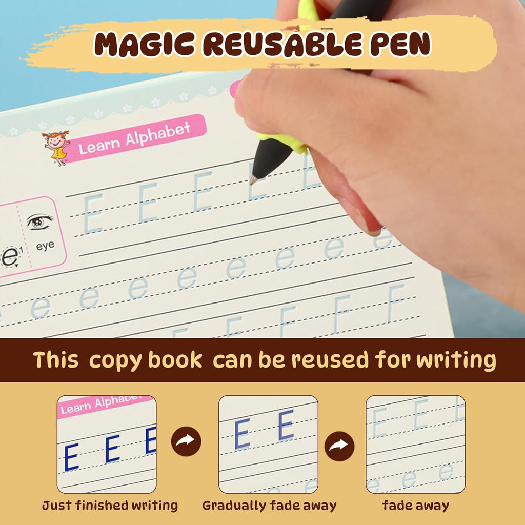 Kids Magic Practice Copybook Set – Reusable Writing & Learning Kit (4 Books)