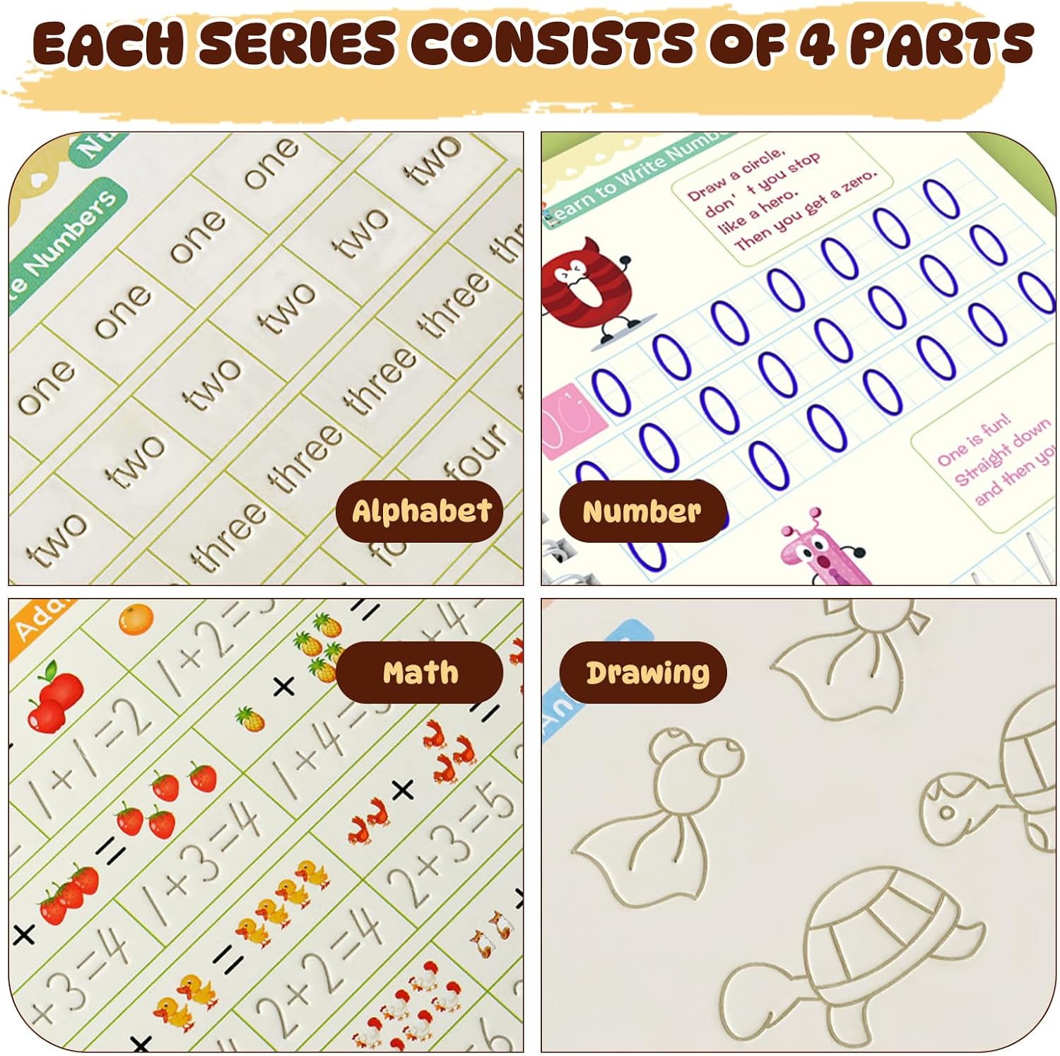 Kids Magic Practice Copybook Set – Reusable Writing & Learning Kit (4 Books)