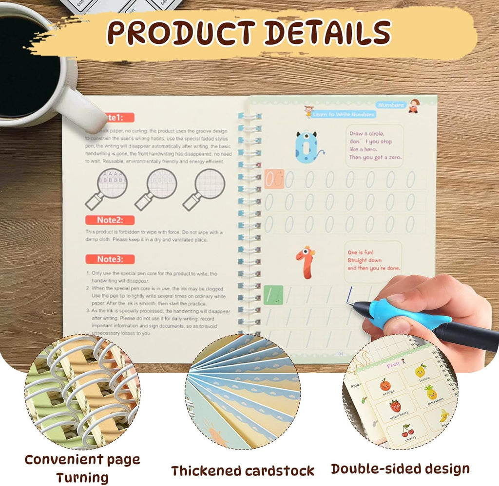 Kids Magic Practice Copybook Set – Reusable Writing & Learning Kit (4 Books)