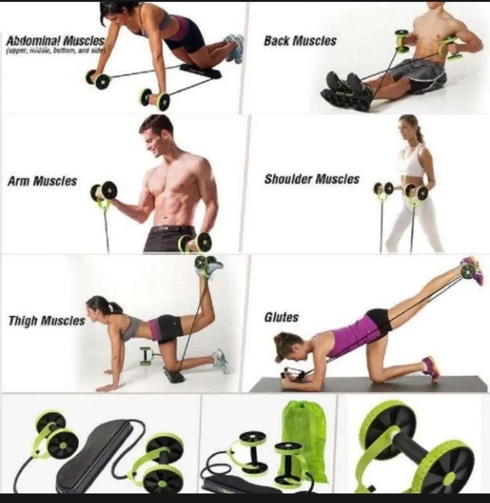 Revoflex Xtreme Abs Roller – Home Gym Resistance Workout Kit