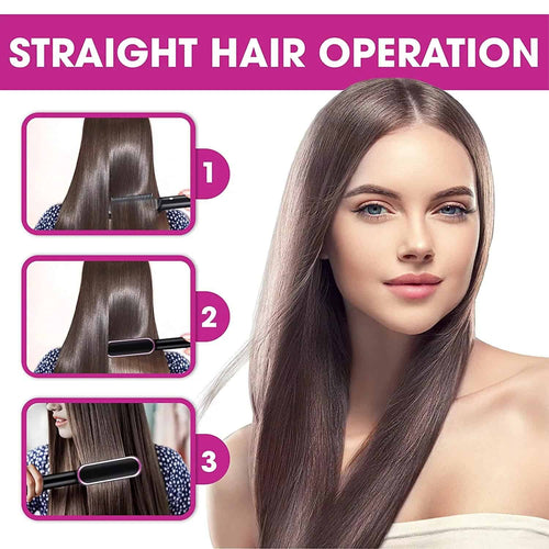 2-in-1 Hair Straightener Brush – Straighten & Curl Styling Comb