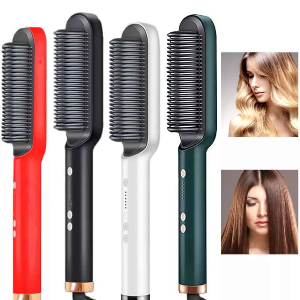 2-in-1 Hair Straightener Brush – Straighten & Curl Styling Comb