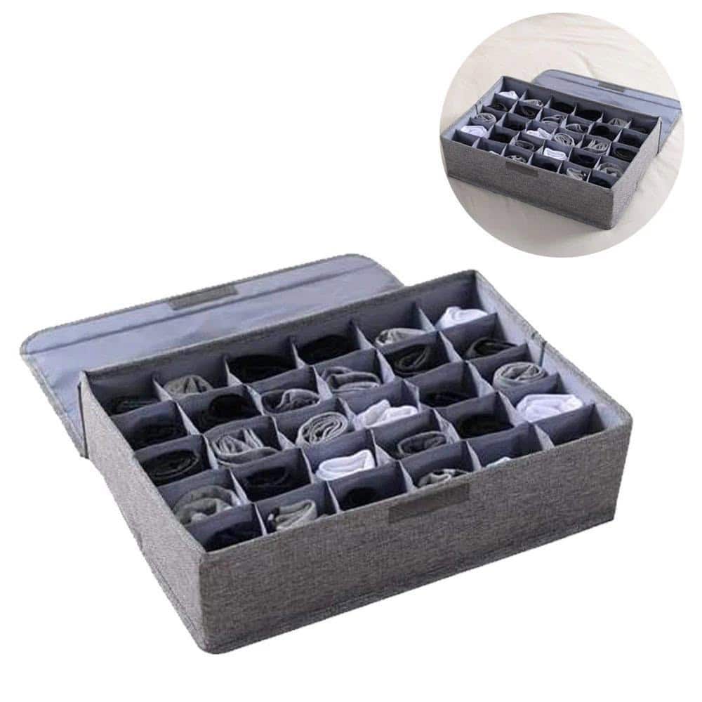 24 Pocket Organizer Box – Socks & Underwear Storage (Oxford Fabric)