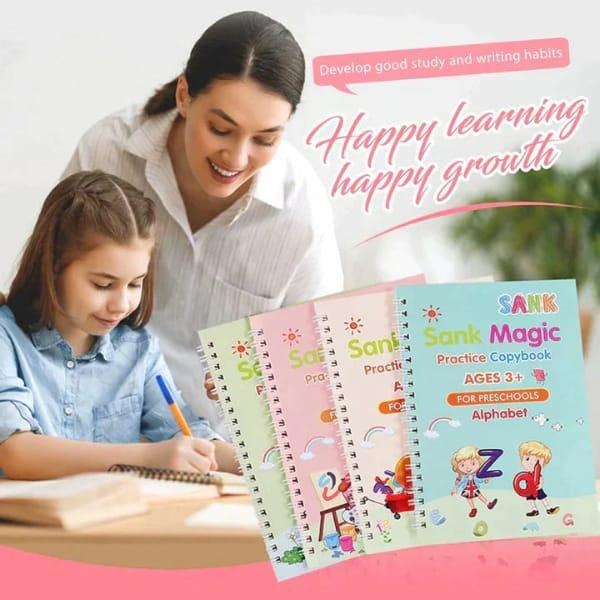 Kids Magic Practice Copybook Set – Reusable Writing & Learning Kit (4 Books)
