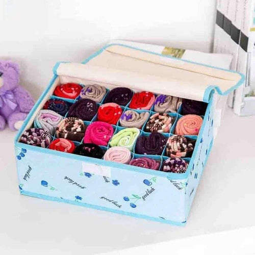 24 Pocket Organizer Box – Socks & Underwear Storage (Oxford Fabric)