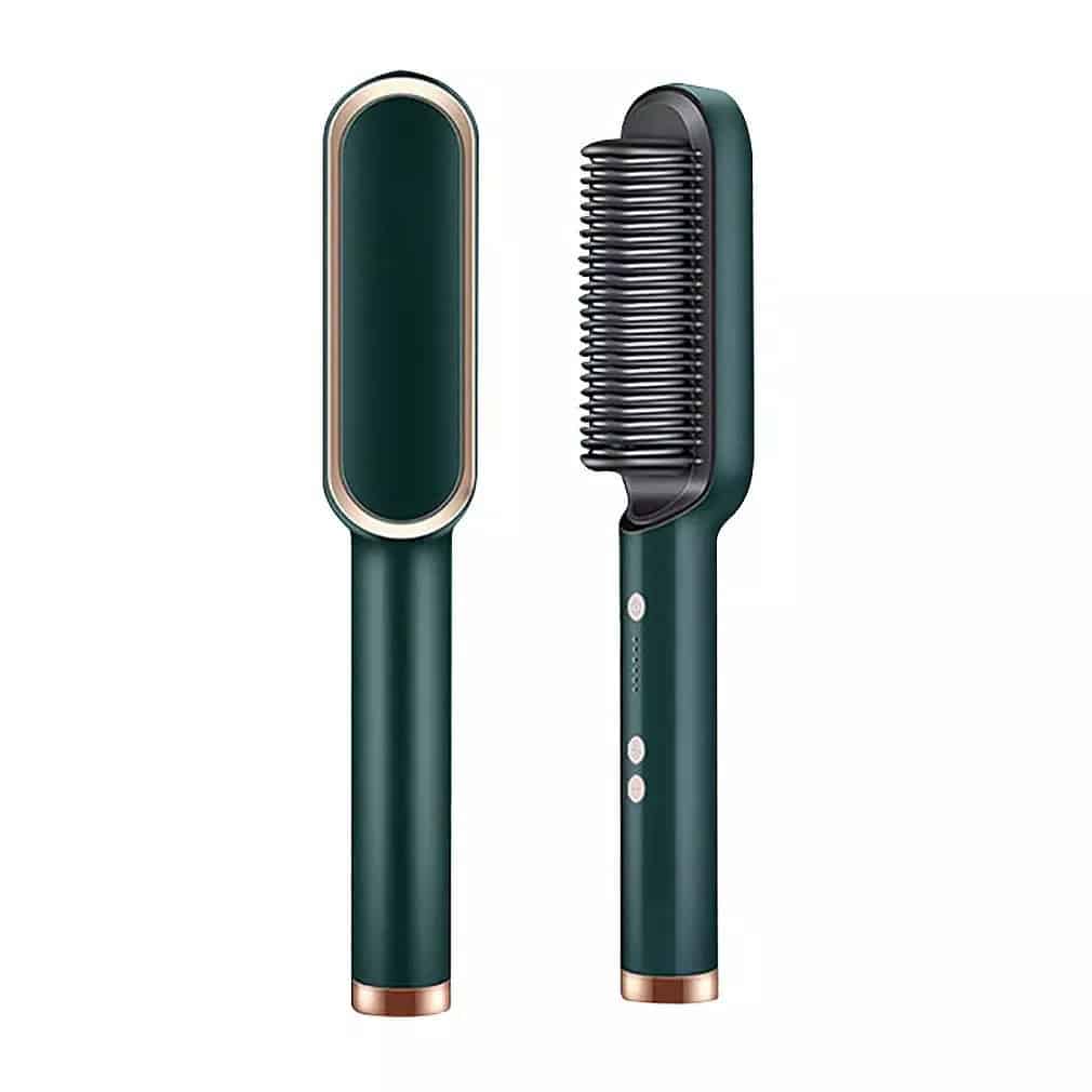 2-in-1 Hair Straightener Brush – Straighten & Curl Styling Comb