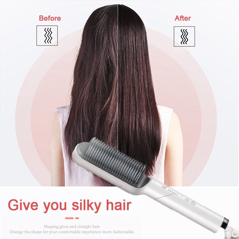 2-in-1 Hair Straightener Brush – Straighten & Curl Styling Comb