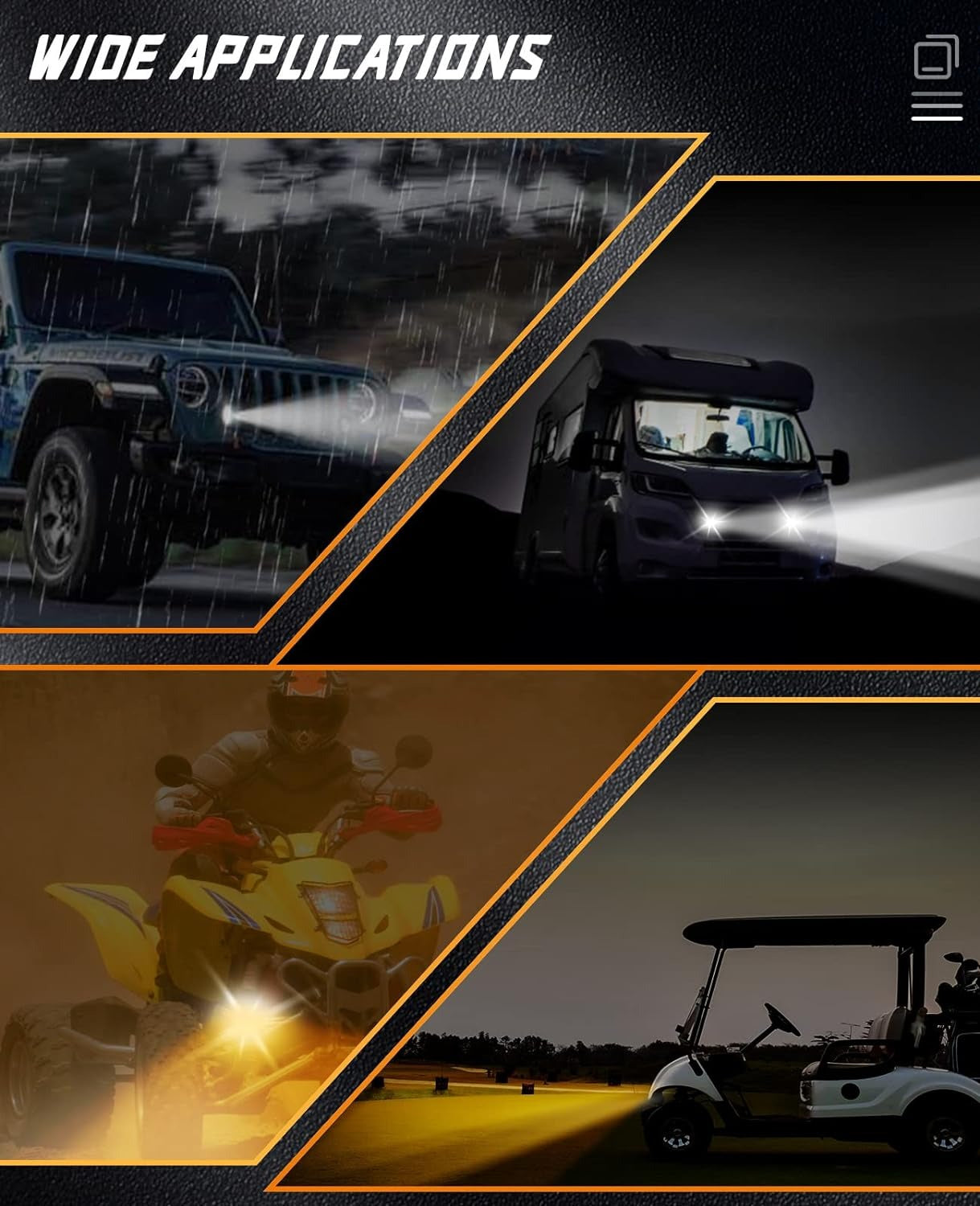 Dual Projector LED Motorcycle Fog Light – White & Yellow Mode